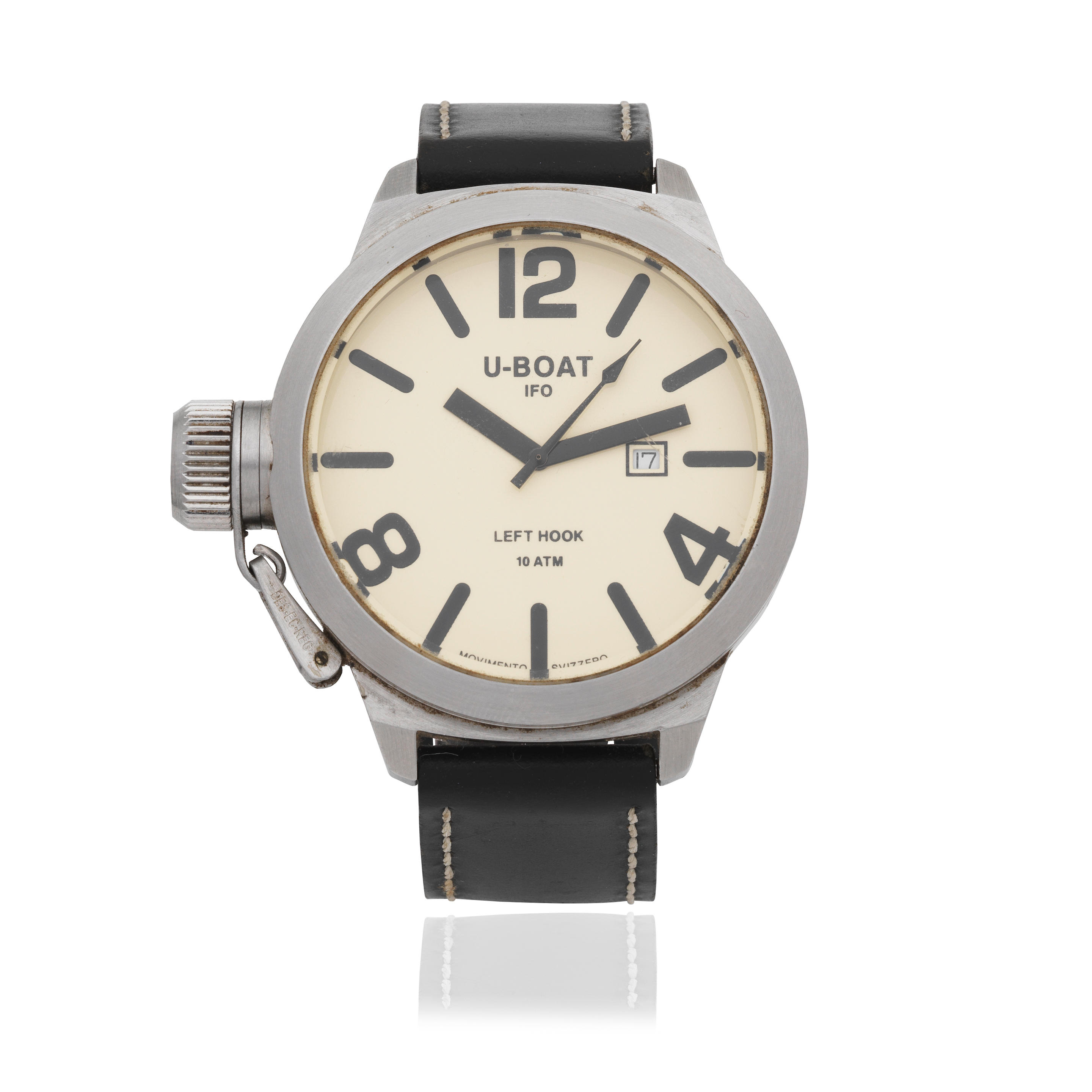 U-BOAT メンズ腕時計　B45-08 LIO46M 45mm U-Boat B45-08 Left Hook Men's Quartz Wristwatch Italy