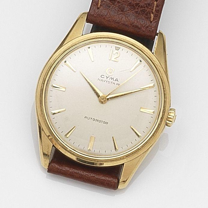 Cyma Navy Star 18k yellow gold Silver 1950 | Watches and