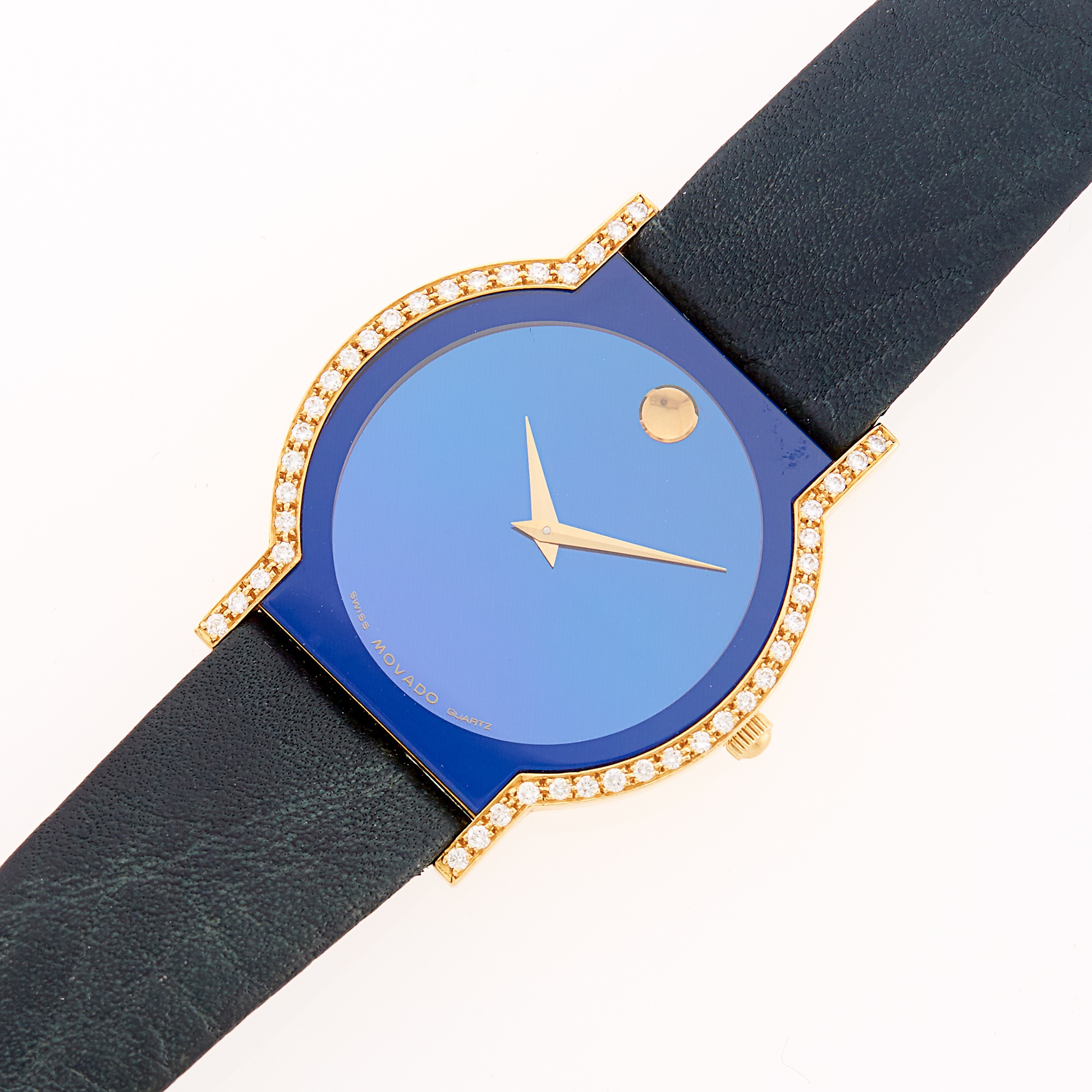 Chapado en Laton ゴールド Mgs-18 Movado Museum Horizon Yellow gold Blue United States