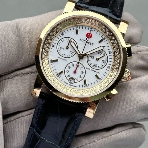 Michele Silver Watch with Tan Strap MWW03C000111 Michele CSX Collection Ladies Brown Strap Watch main image 4
