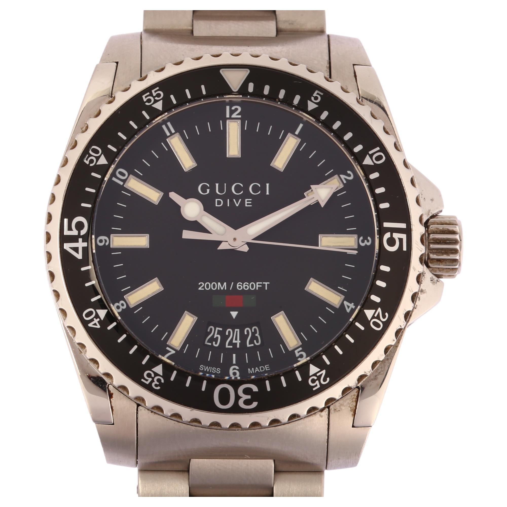 GUCCI Dive 136.3 20ATM クォーツ 黒文字盤 Gucci Dive 136.3 Stainless steel Black 2018 | Luxury Watches, Fine