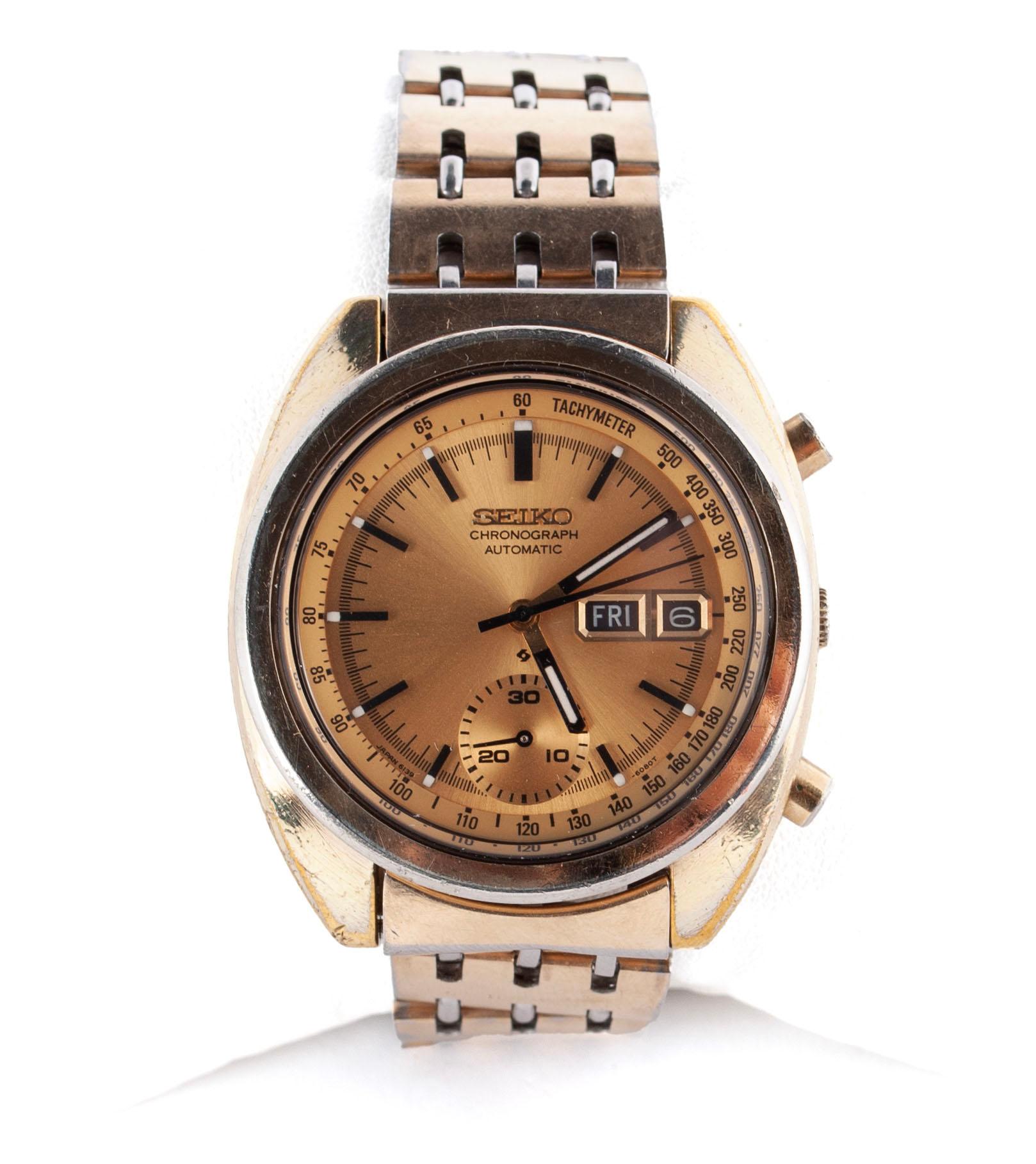 Seiko Chronograph 6139-6012 Gold-plated Black 1973 United States