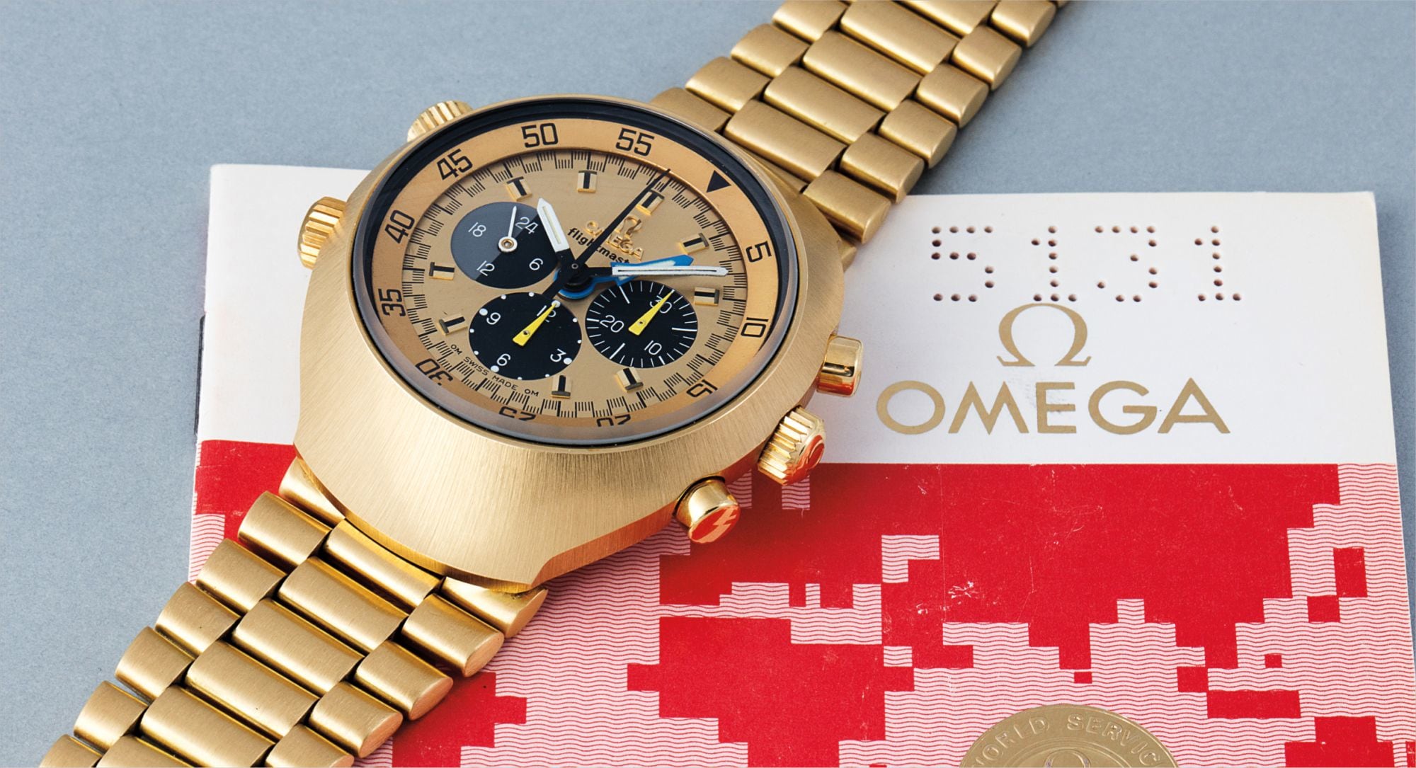 OMEGA ゴールド アナログ時計 3点セット 不動 omega-flightmaster-de-luxe-