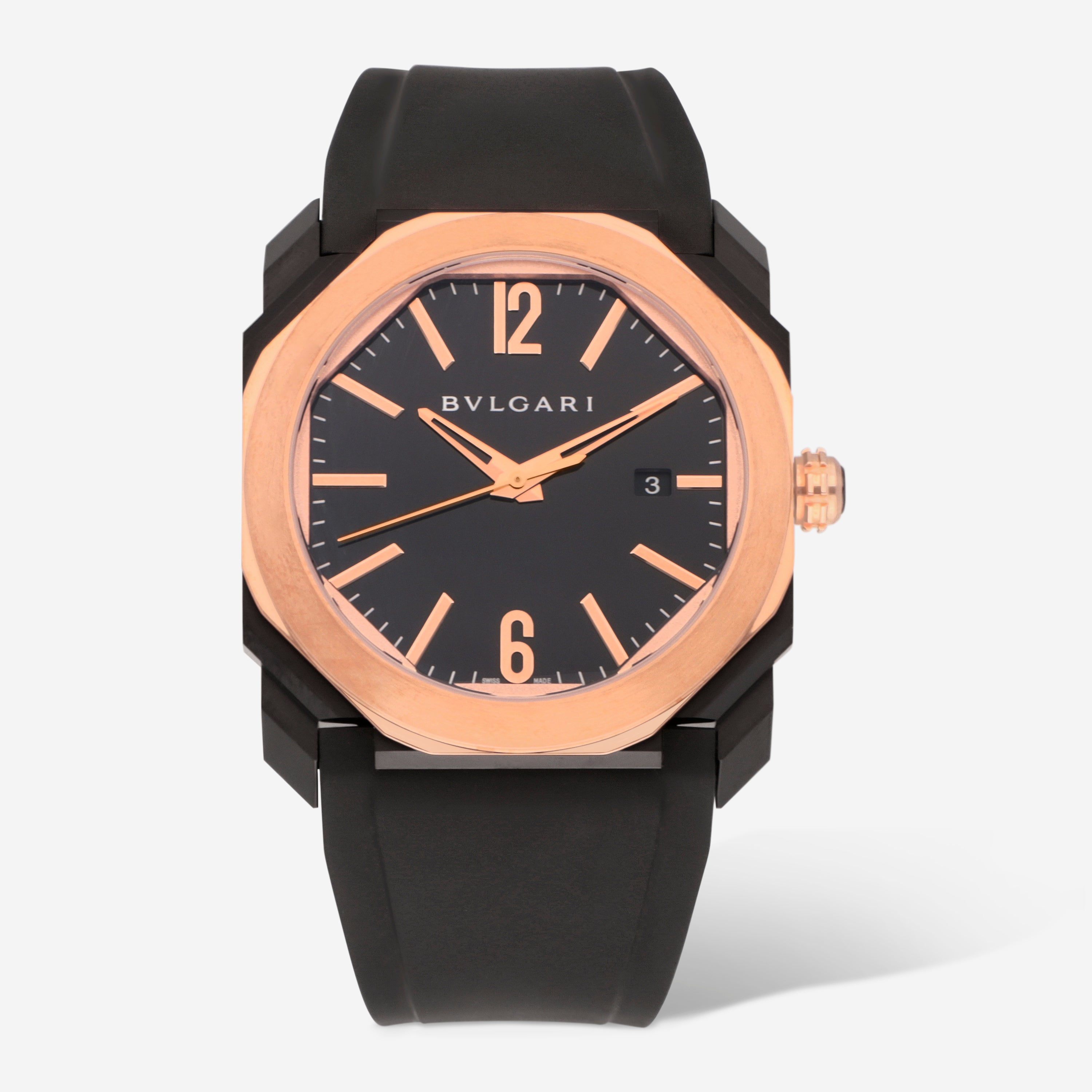 値下げしました。BVLGARI ブラック アナログ 時計 BVLGARI Bvlgari 102485-B Stainless steel and DLC Black | Dealer