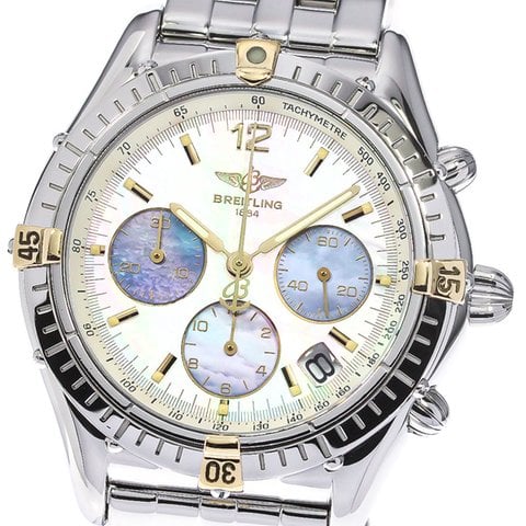 BREITLING ブライトリング クロノコックピット クロノグラフ B30012 デイト 100m防水 白 ホワイトシェル 青 ブルーシェル SS ステンレス メンズ レディース ボーイズ 自動巻き【6ヶ月保証】【腕時計】【中古】 breitling-cockpit-