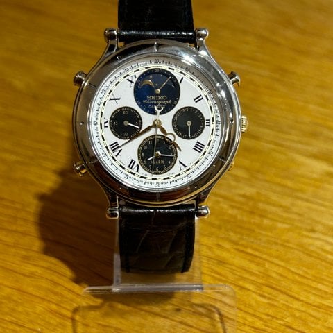 Seiko Chronograph 7T36-7A10 アイボリー クロノグラフ New Old Stock 1991 ULTRA RARE Seiko Age of Discovery moon