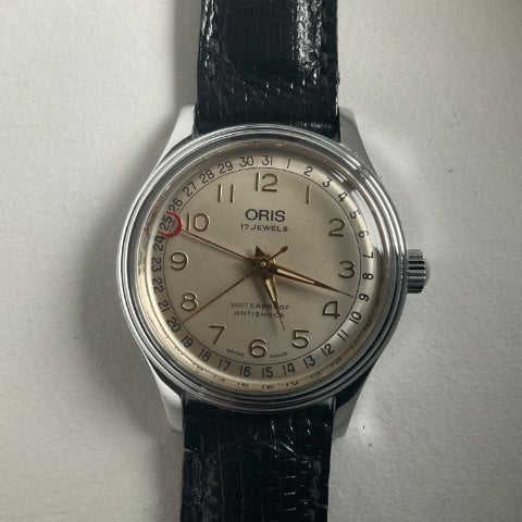 Oris Pointer Date 302-7285B Stainless steel Champagne 1980