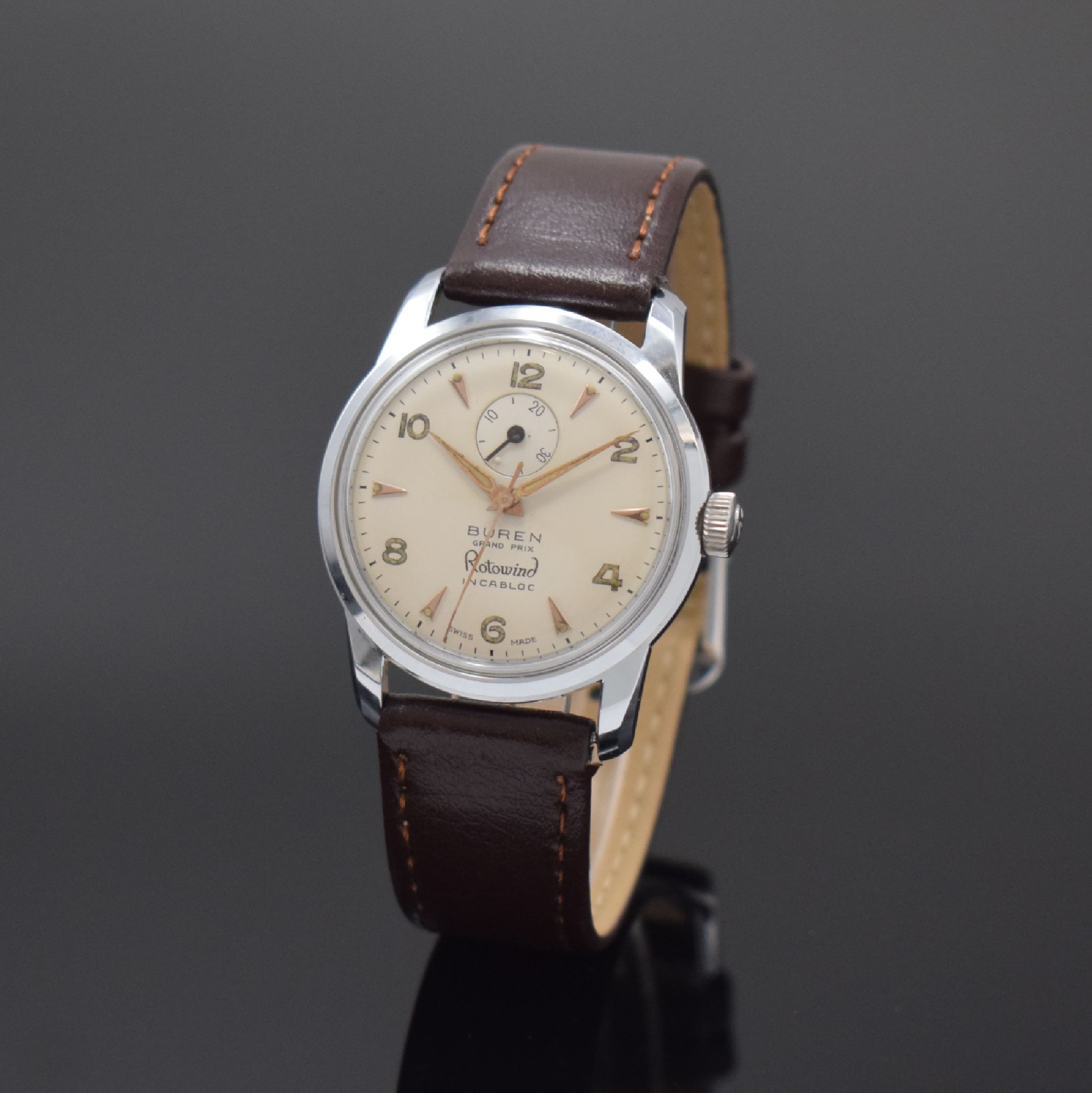 Buren Rotowind Stainless steel Silver 1960 | Clocks part 2 | Lot