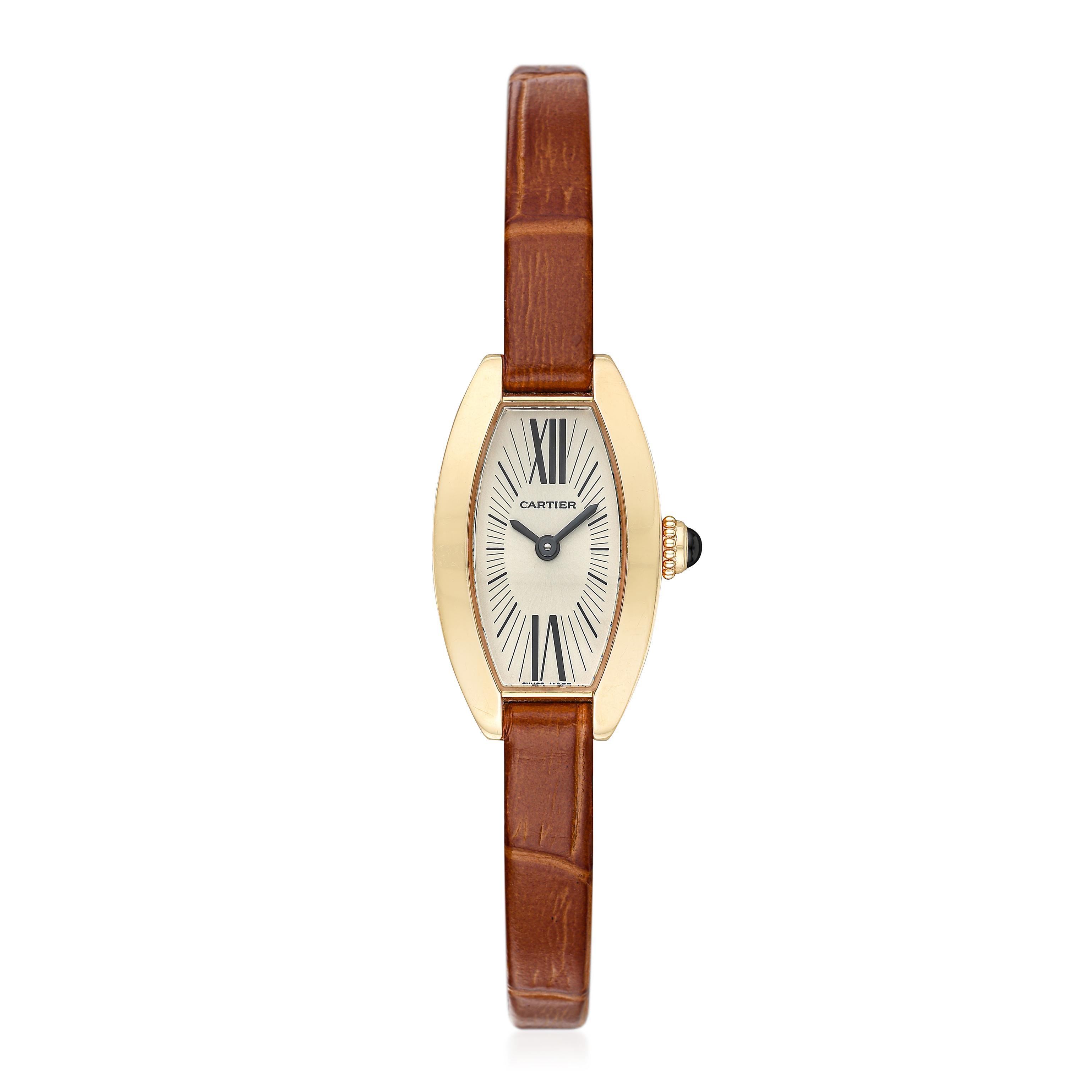 Cartier Mini Tonneau Lanières 2592 Yellow gold Silver 2000