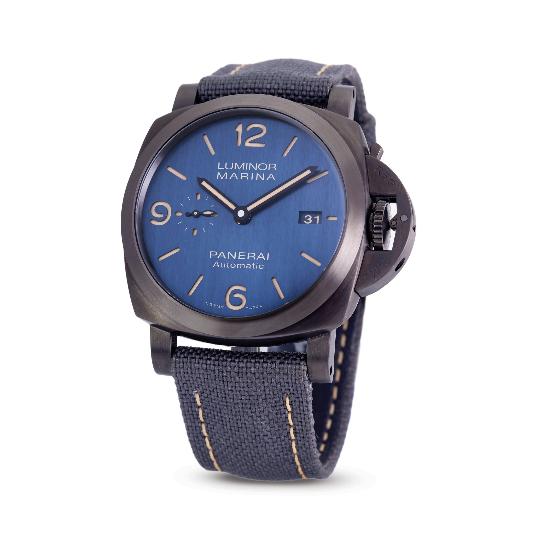 PANERAI22/20mm象革ブルーよーバックルOP 塊-LOUIS VUITTON ダミエ