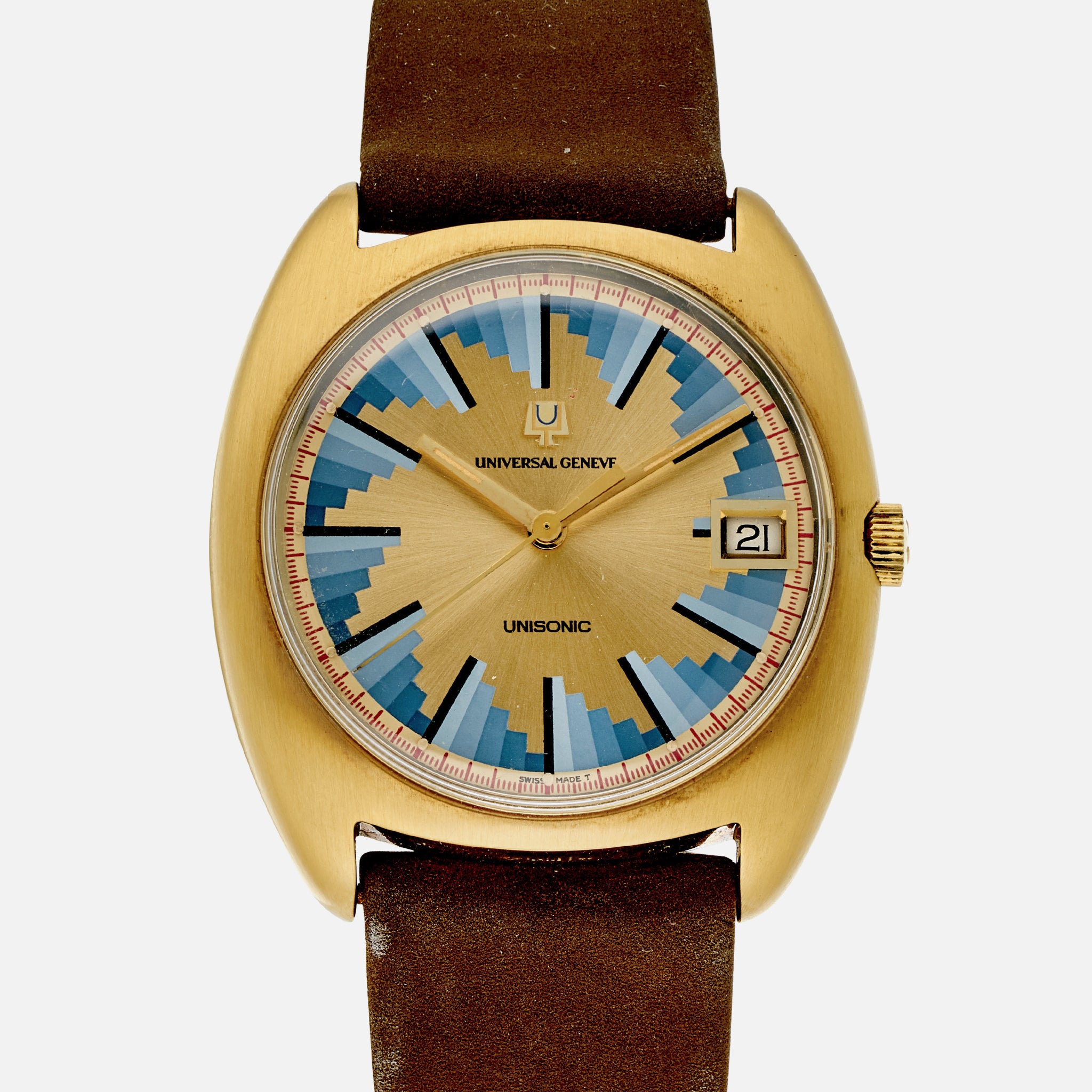 送料無料 お Universal Genève Unisonic N/A Yellow gold Blue 1970 United 時計