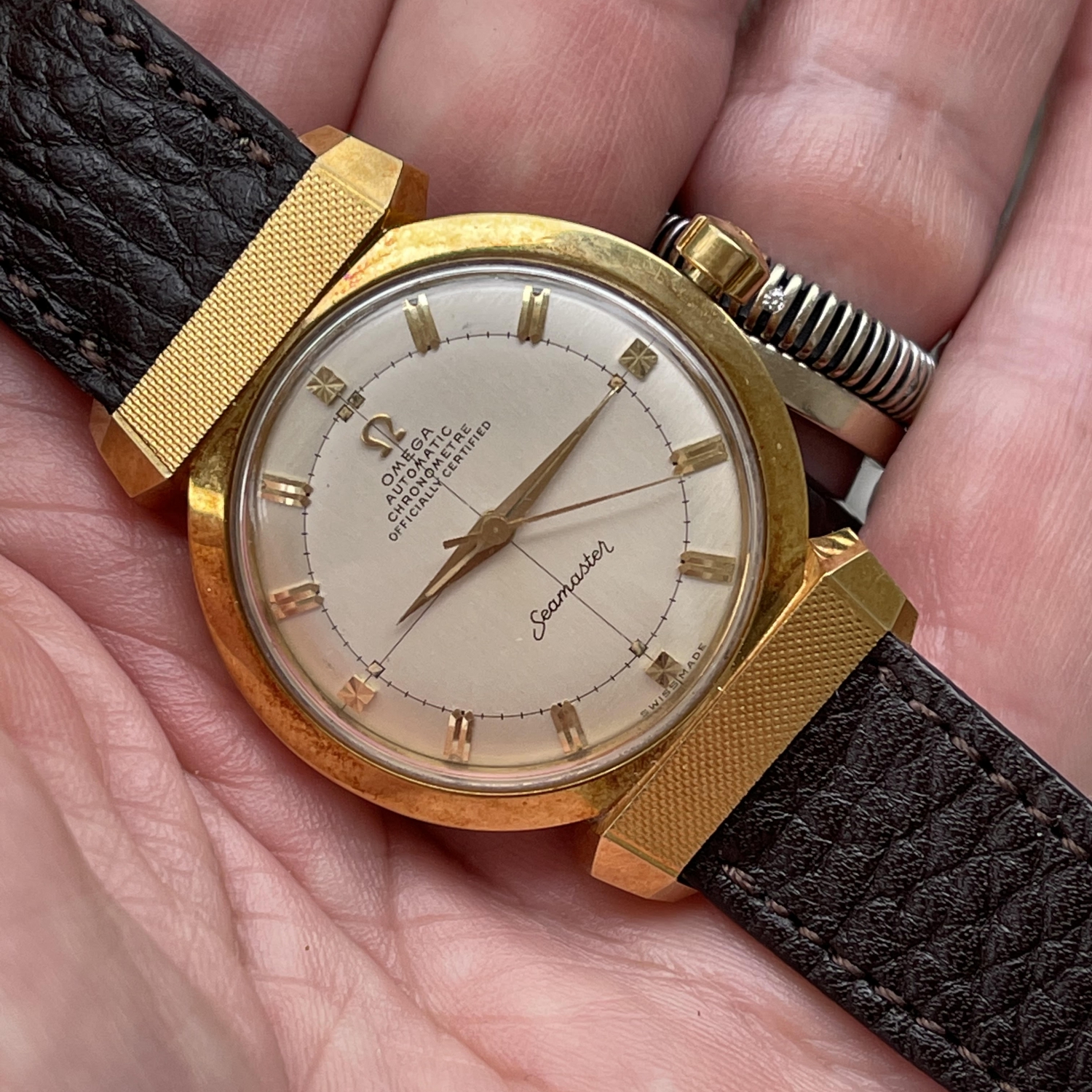 Omega Seamaster 14324 18k yellow gold White 1950 Italy Dealer
