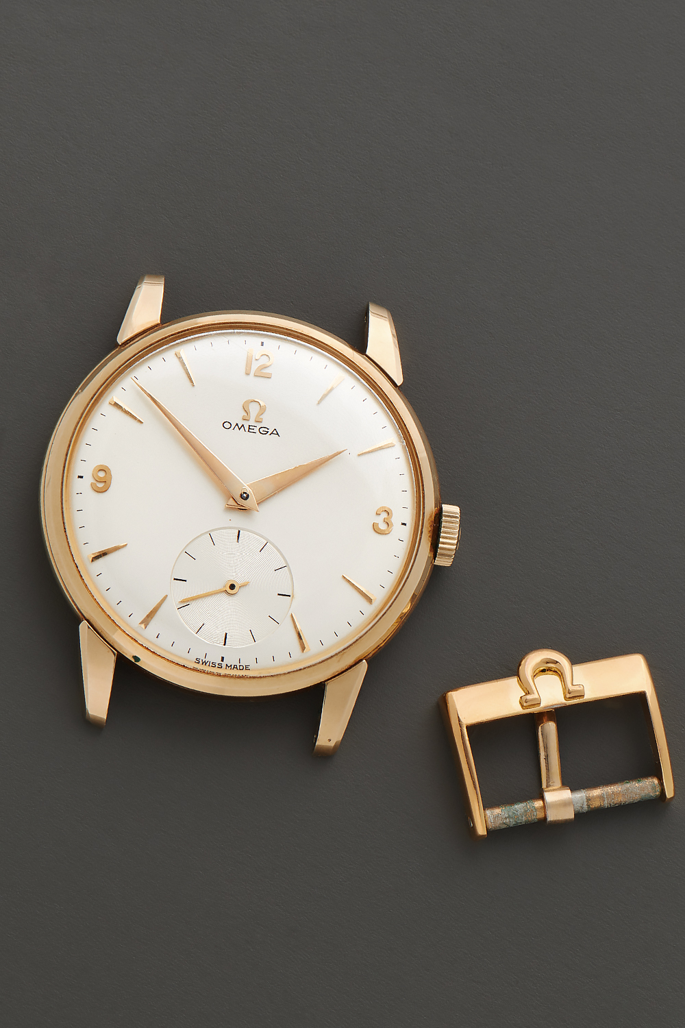 omega dress watch gold Omega De Ville Mens Midsize Ultra Thin Dress Watch - 18K Gold Plated &