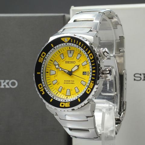 希少SEIKO Kinetic イエローダイバー200m 5M62・新品部品多数 Seiko