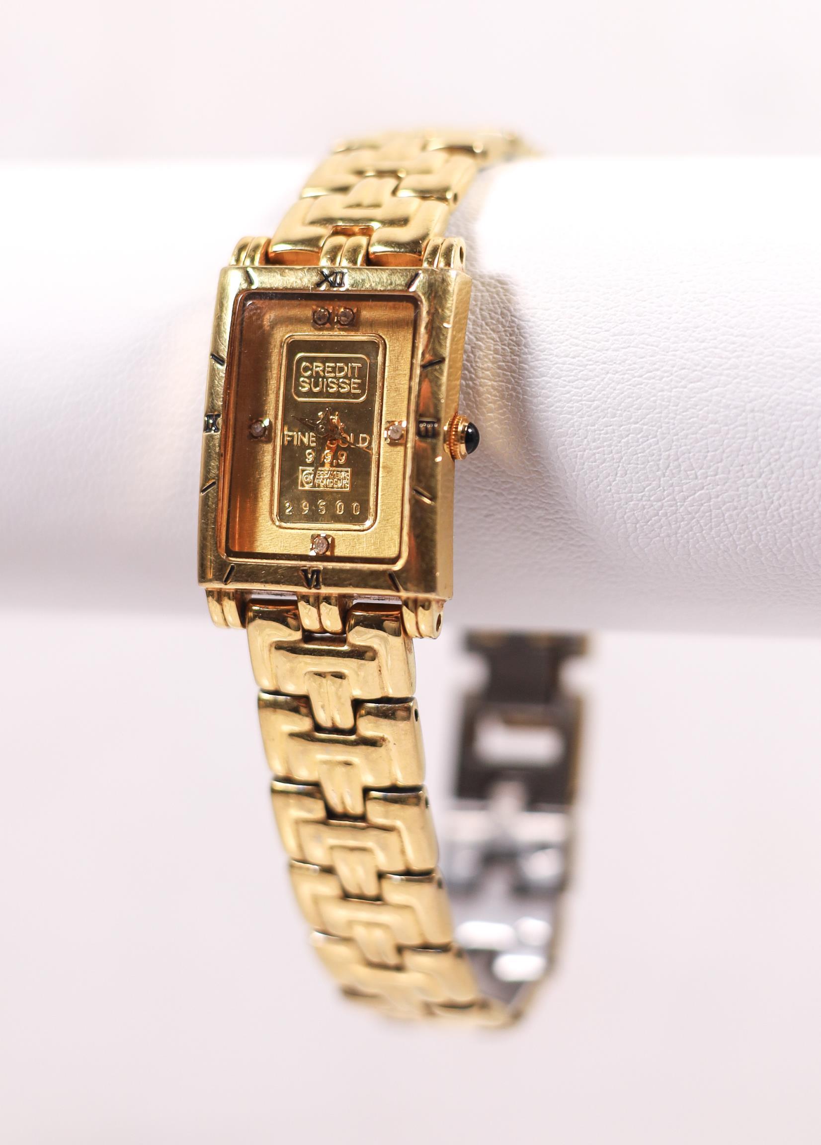時計 CREDIT SUISSE GOLD INGOT WATCH Genuine Credit Suisse Lady's/unisex Stainless Steel Fine