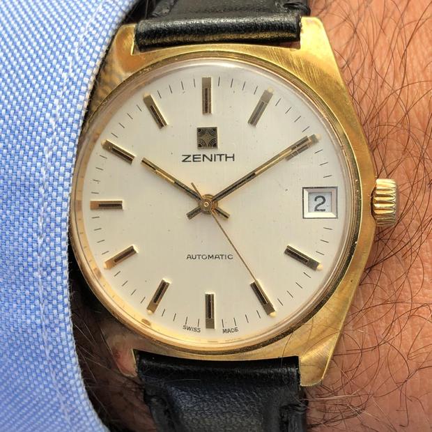 Zenith Vintage CAL 2572 PC Yellow gold Silver 1970 Italy | Dealer