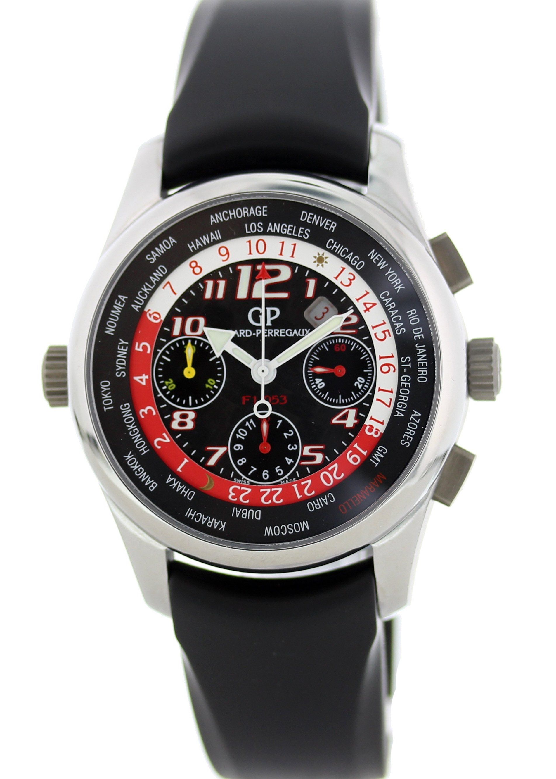 S*.様 OMEGA Girard-Perregaux Ferrari等 純正ボ Girard-Perregaux Ferrari F1 World Time 49800 Titanium Black 2012