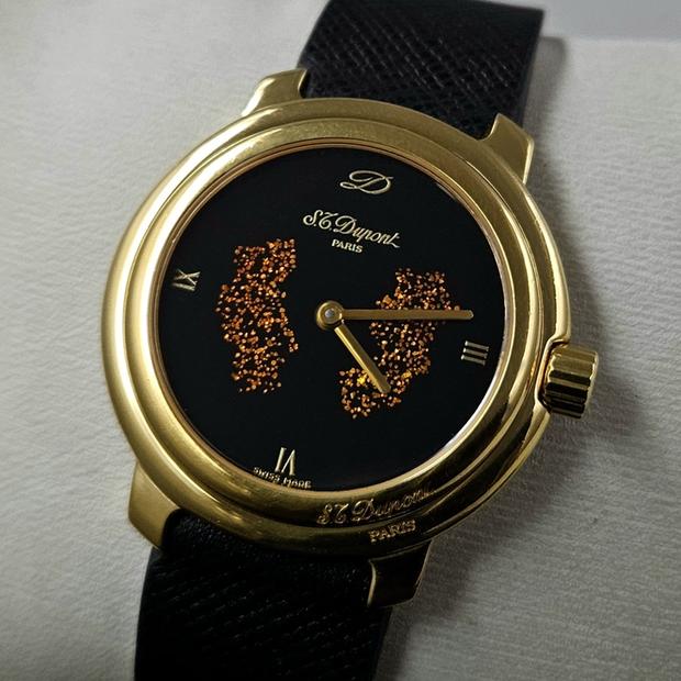 S.T. Dupont 腕時計 クォーツ ブラック ゴールド S.T. Dupont 193 Yellow gold and Stainless steel Black 1993