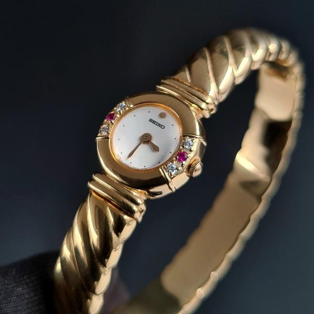 ✨SEIKO✨セイコー✨1E20-0690✨エクセリーヌ✨ゴールド✨腕時計✨ Seiko 1E20-2020 Yellow gold and Stainless steel White 1991 Turkey