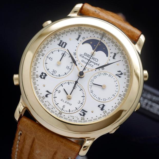 Seiko Chronograph 7T36-7A10 アイボリー クロノグラフ New Old Stock 1991 ULTRA RARE Seiko Age of Discovery moon