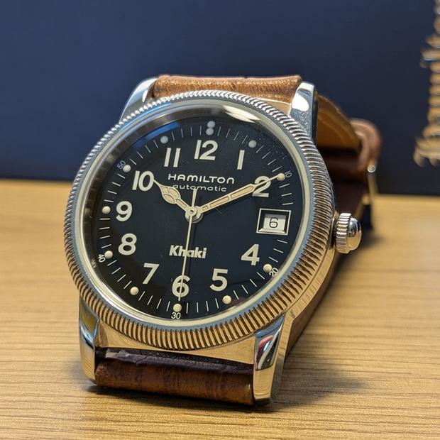 最高級のスーパー Hamilton Khaki 8753 Stainless steel Black 1990 Spain 時計