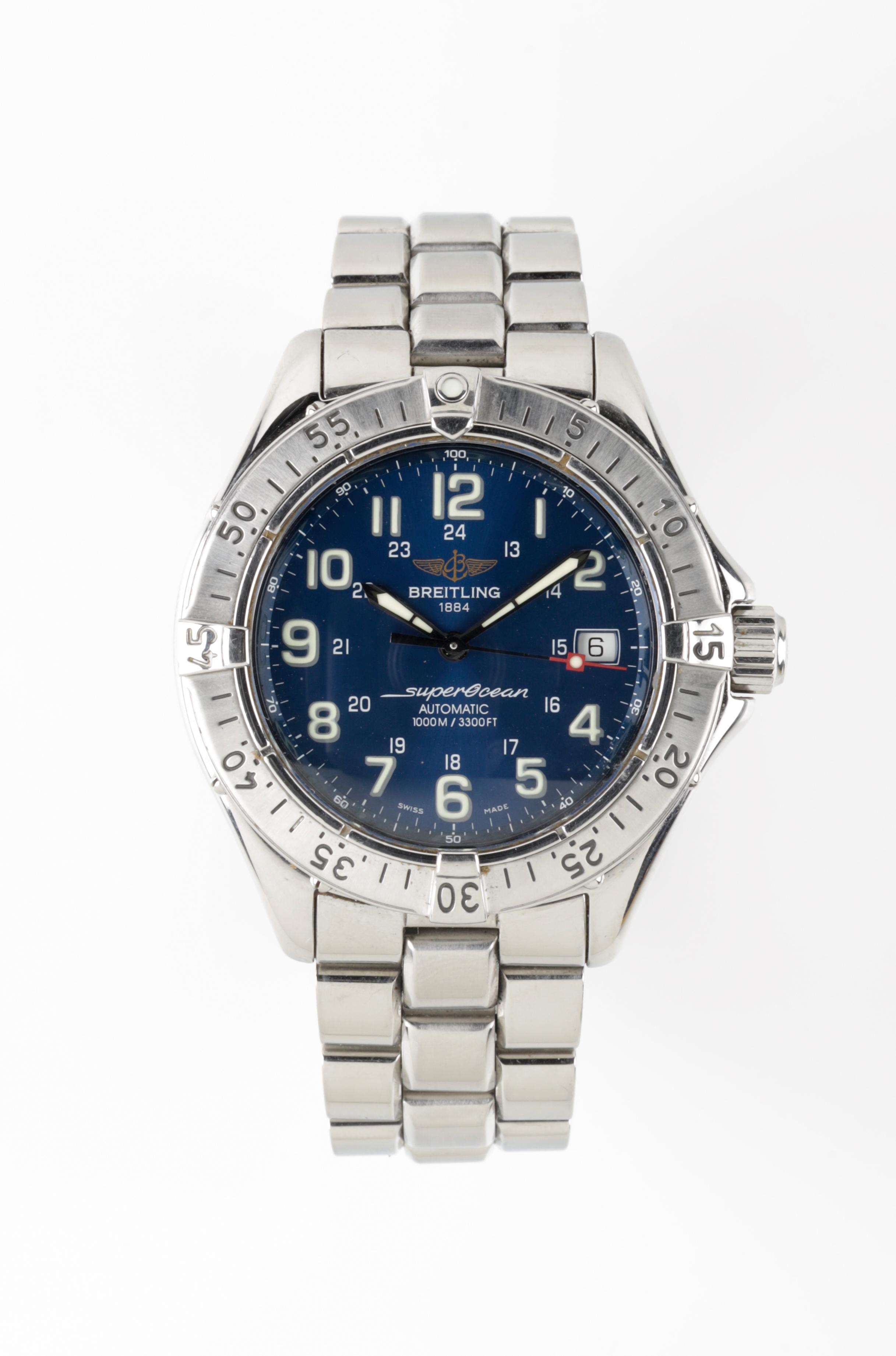 BREITLING SuperOcean 自動巻き腕時計 A17340 黒文字盤 BREITLING スーパーオーシャン A17340 メンズ 時計 自動巻 青