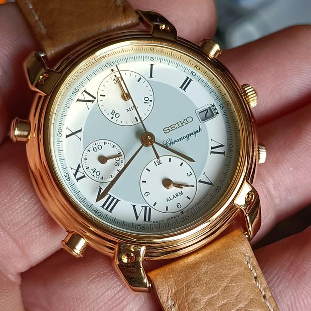 SEIKO セイコー 7T32-7050 クロノグラフ 稼働 Seiko Chronograph 7T32-F070 Yellow gold Two-Tone 1990 Italy