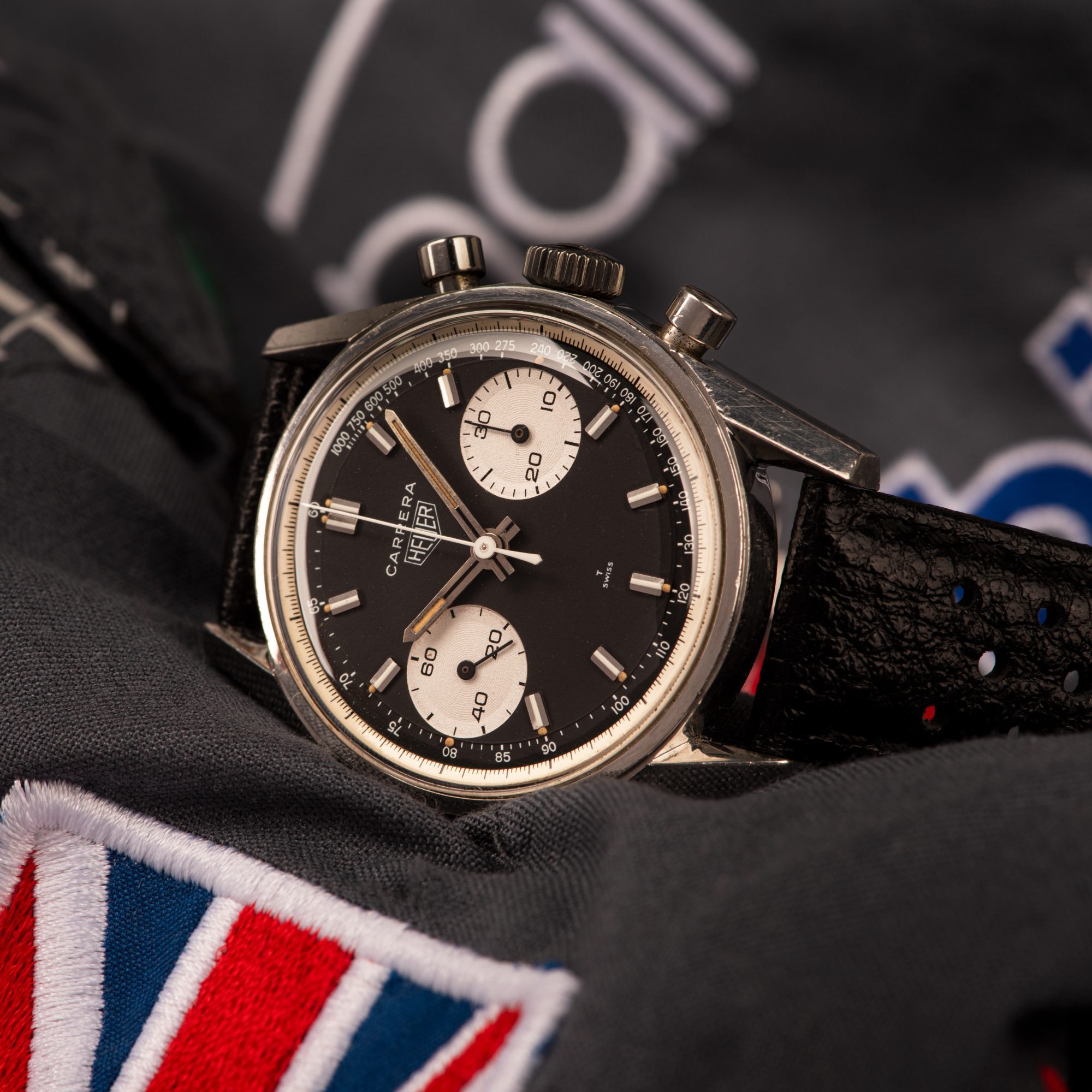 Heuer Carrera 2447SN Stainless steel Black and Champagne 1969