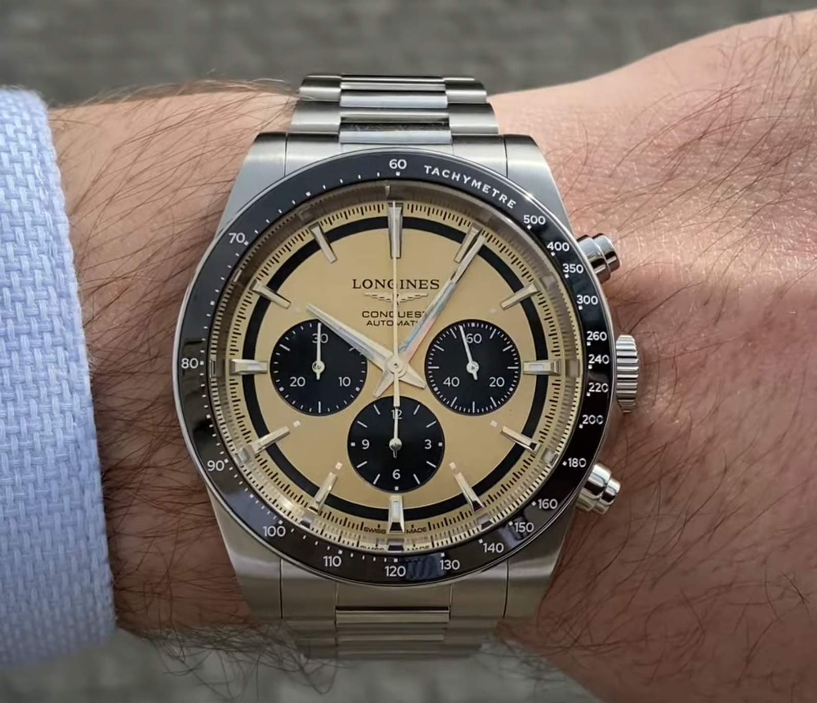 Longines Conquest L3.835.4.32.6 Stainless steel Black and Brown
