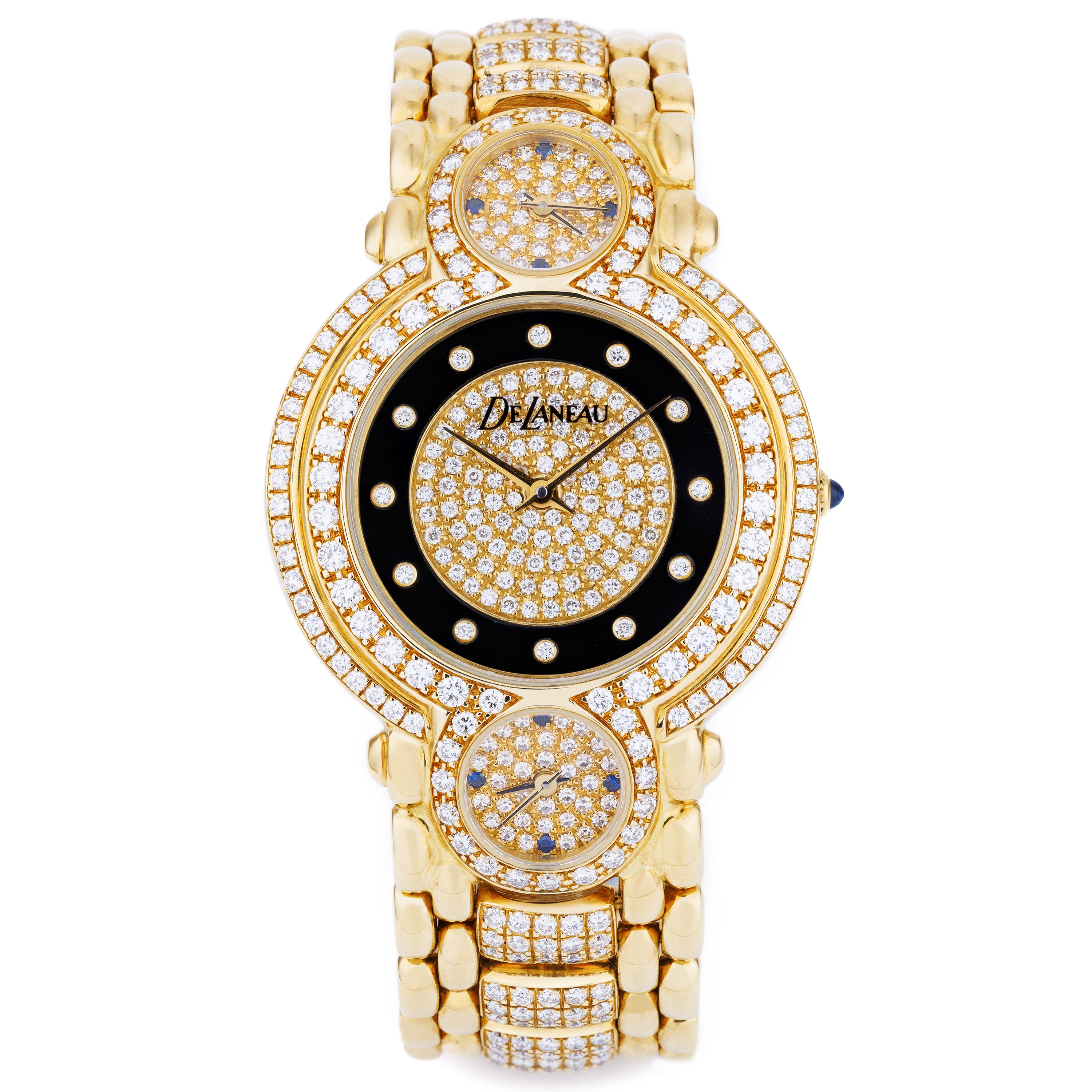 DeLaneau Triple Dial Triple Timezone V124161129 Diamond and 18k