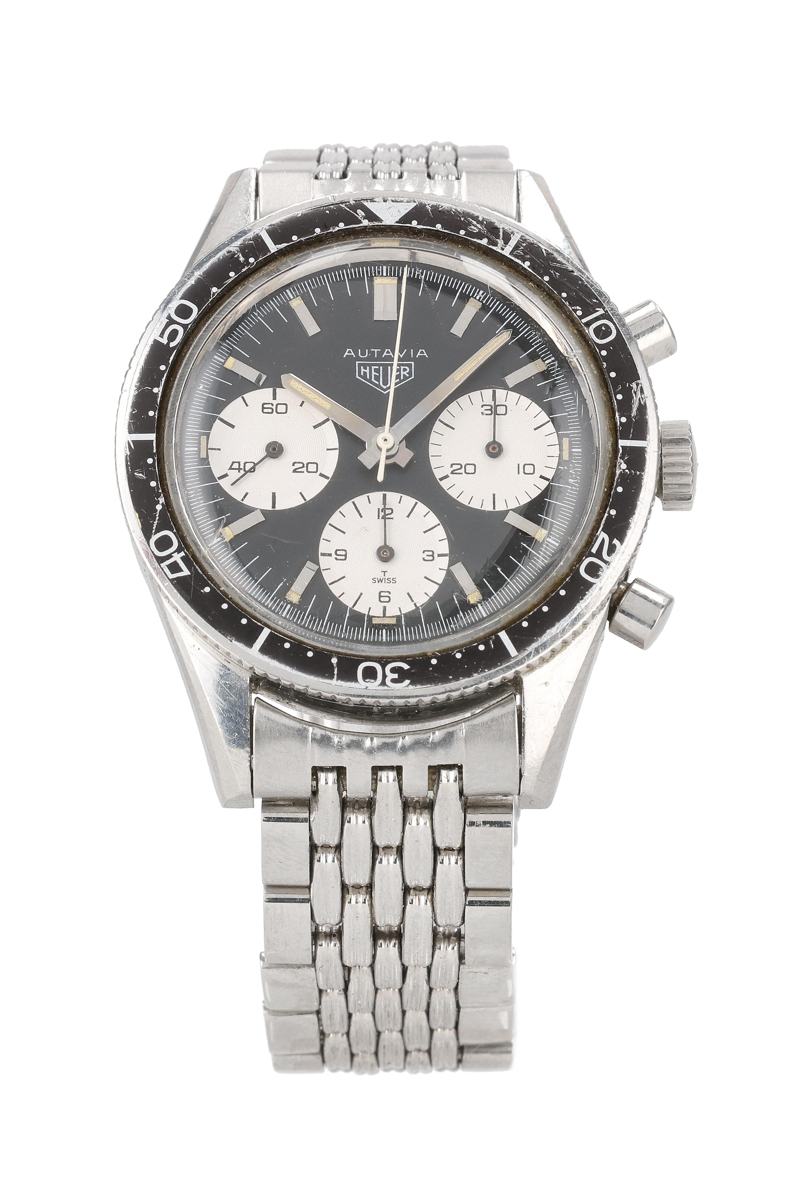 Heuer 2446 Silver Dial Heuer 2446 Stainless Steel Black 1961