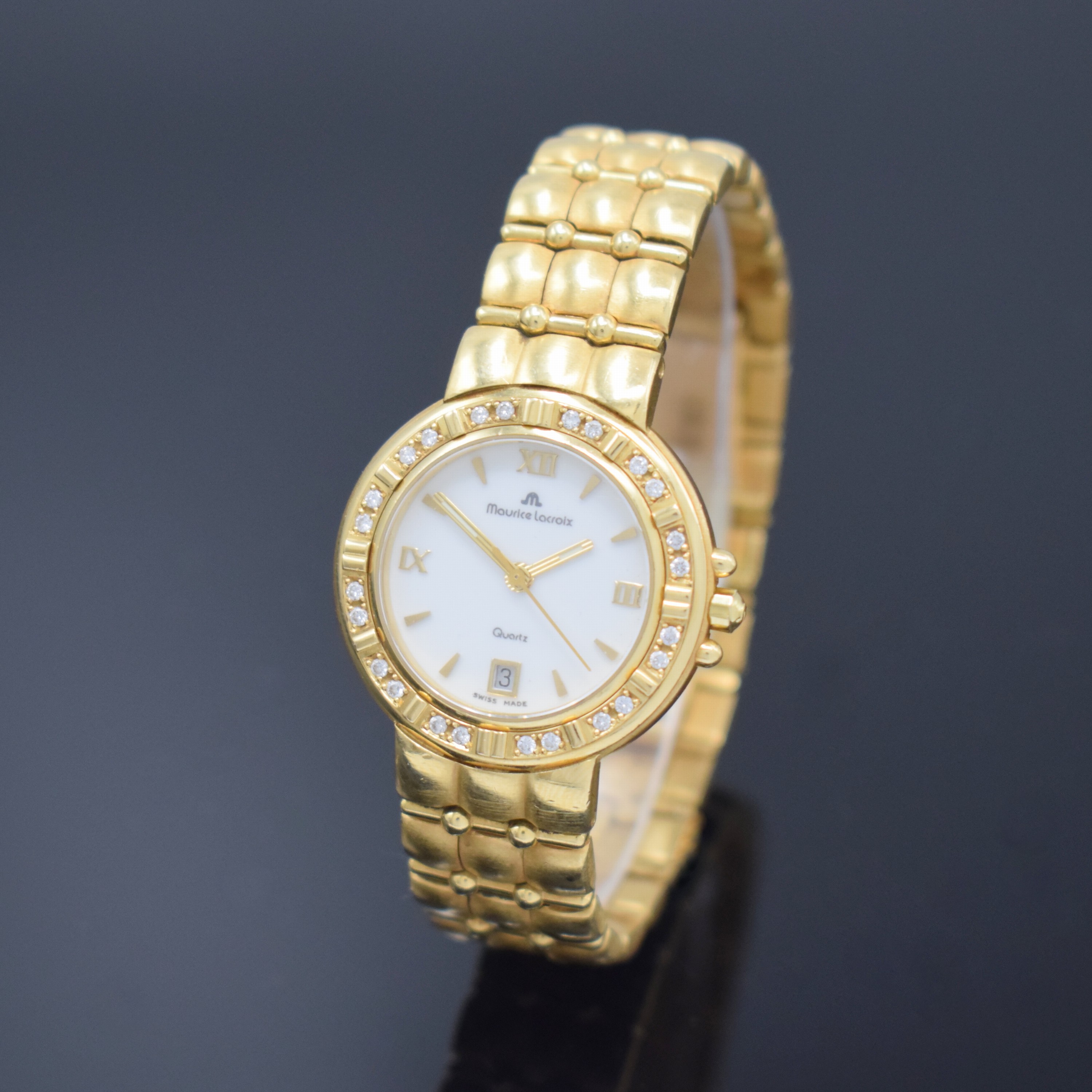 Vintage Maurice Lacroix Calypso 75344 Two Tone White Quartz Ladies Watch Date Maurice Lacroix Calypso Date 95345 White Quartz 70095  main image 4