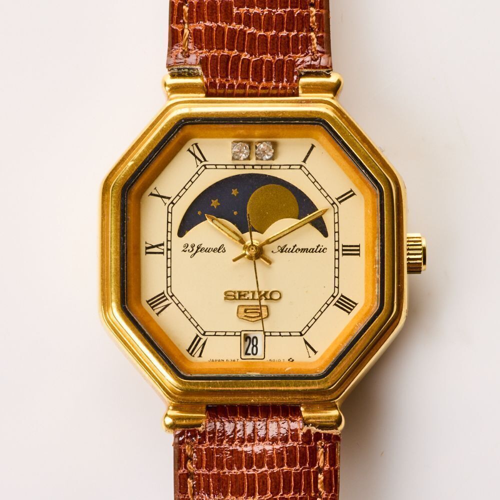 Seiko Seiko 5 6347-5010 Stainless steel and Gold-plated Beige 1985