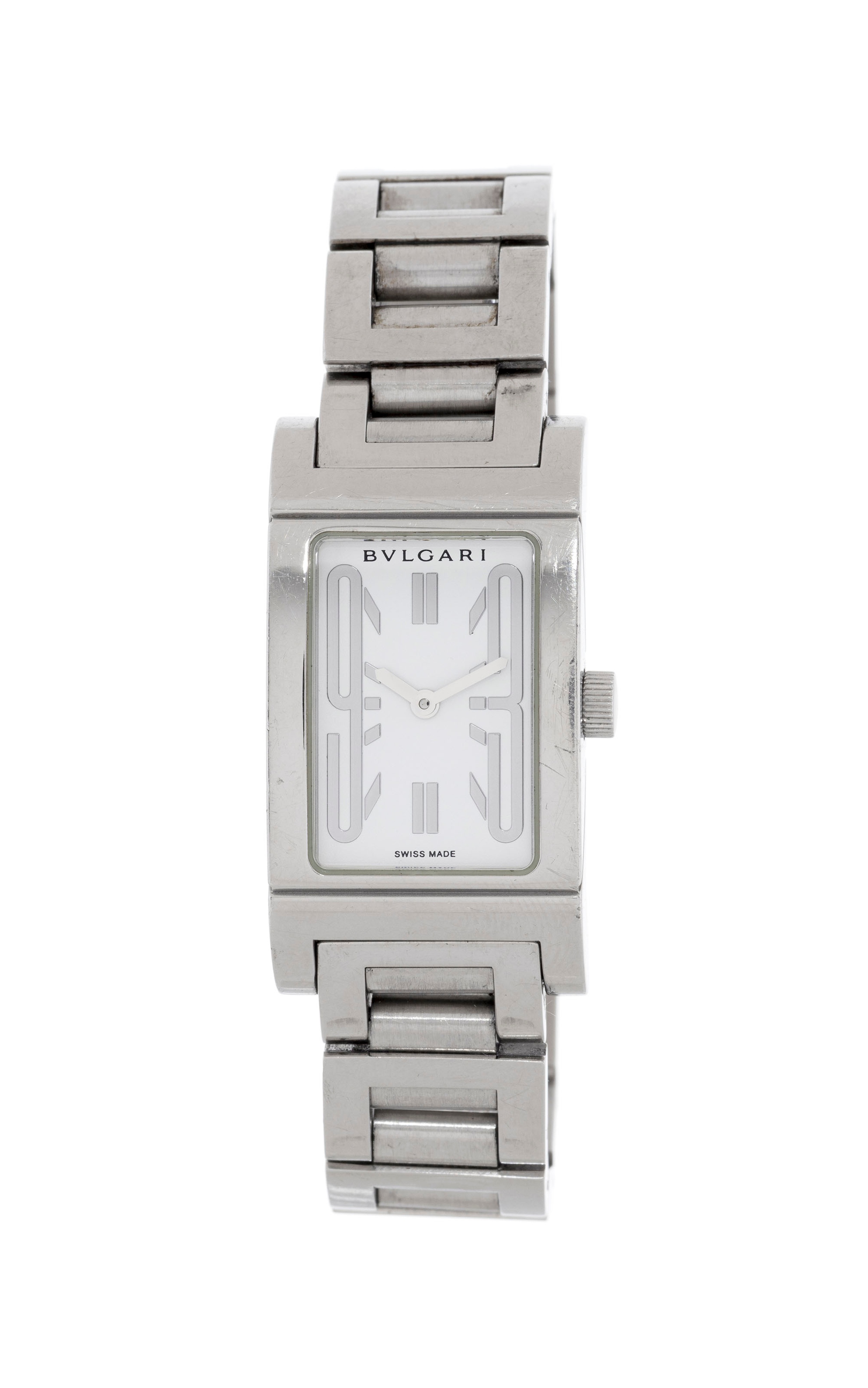 BVLGARI Rettangoro Watches RT39S Silver WhiteDial Stainless Steel Quartz A... BVLGARI RT39S Rettangolo WATCH white SS QZ | eBay main image 2