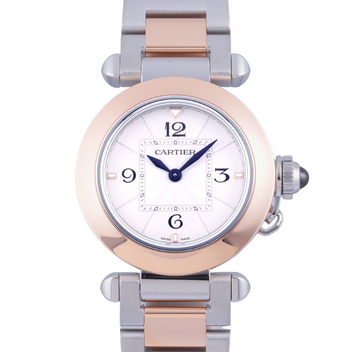 【ジャンク品扱い】Cartier パシャ シルバー カルティエ ミスパシャ W3140025 腕時計 シルバーxブラック 革
