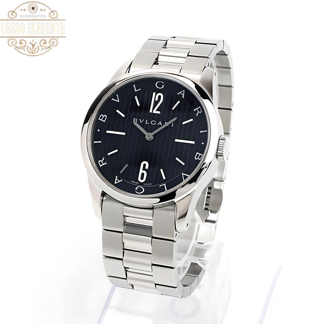 BVLGARI Solotempo ST37S Stainless steel Black and Silver Japan