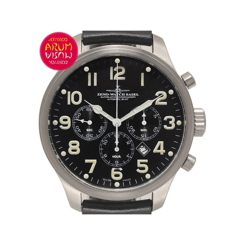 Zeno-Watch Basel 6554 R1-SW Stainless steel Black | Dealer