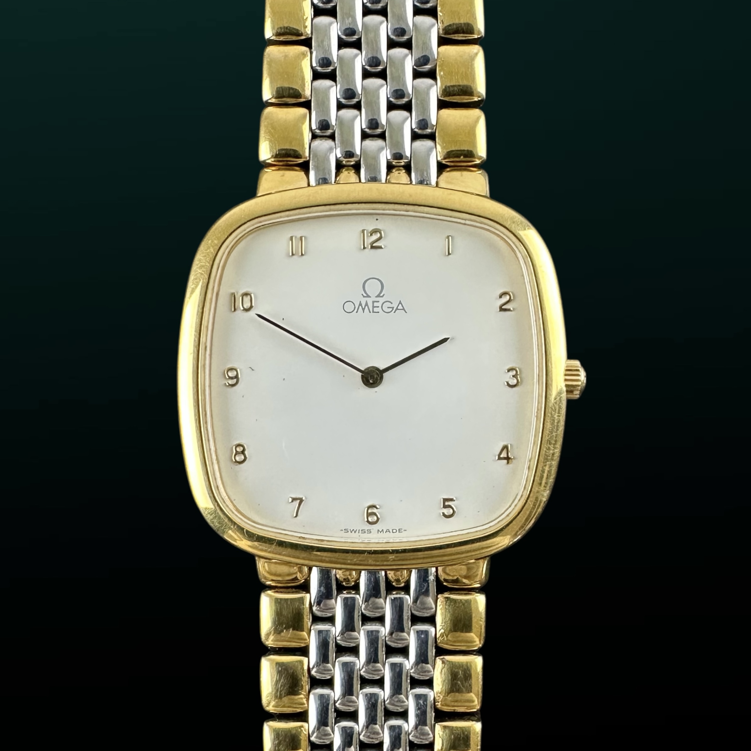 Omega De Ville 395.0877.2 White and Golden 1989 Netherlands 