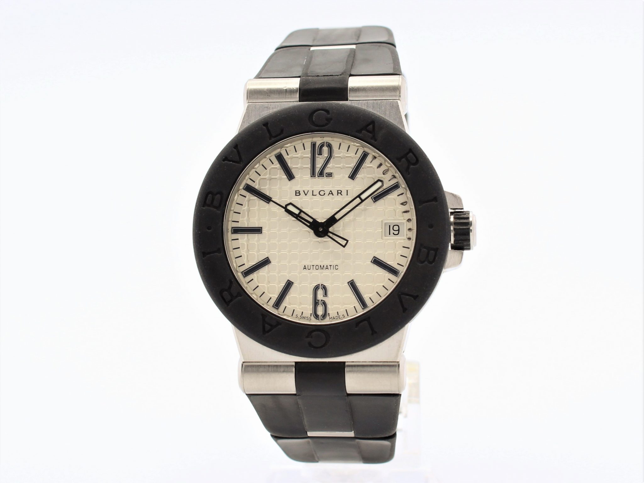 BVLGARI Diagono DG 35 SV Stainless steel and Rubber White Spain