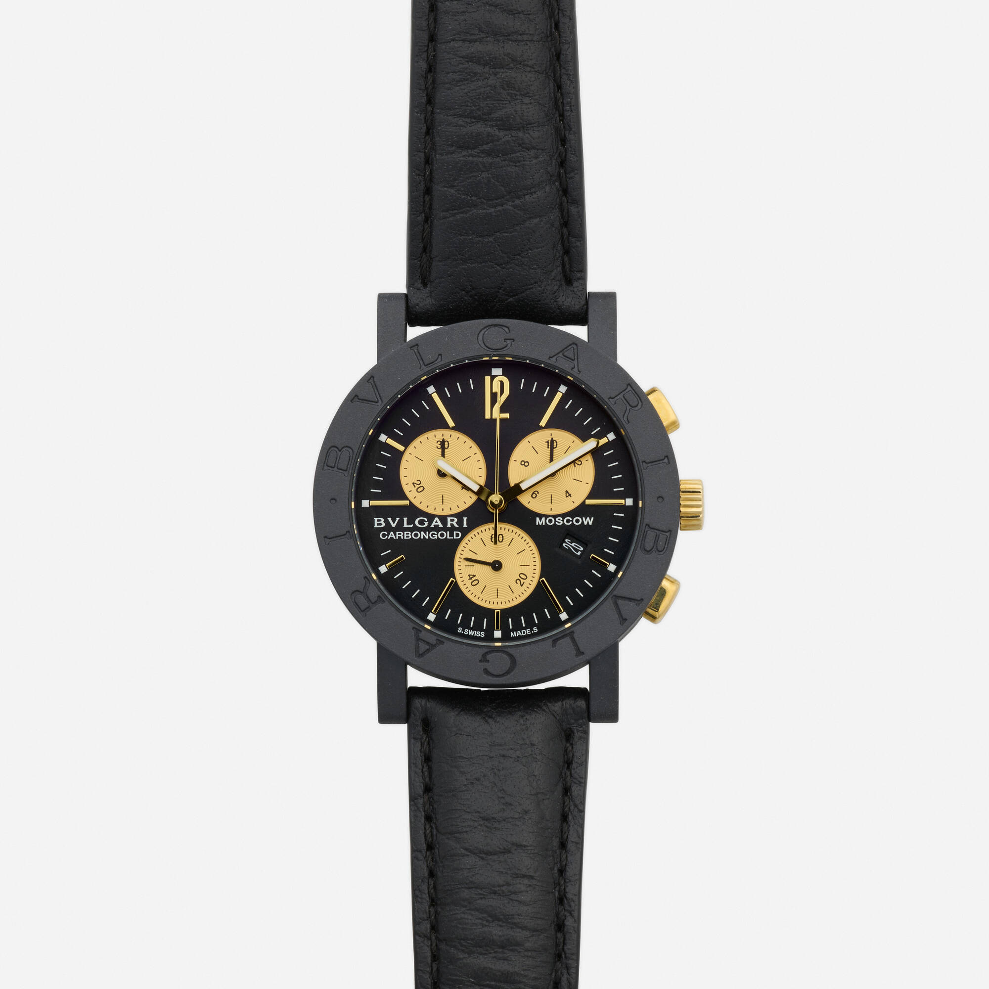 BVLGARI Carbongold Singapore BB 38 CL CH Carbon fiber Black and 