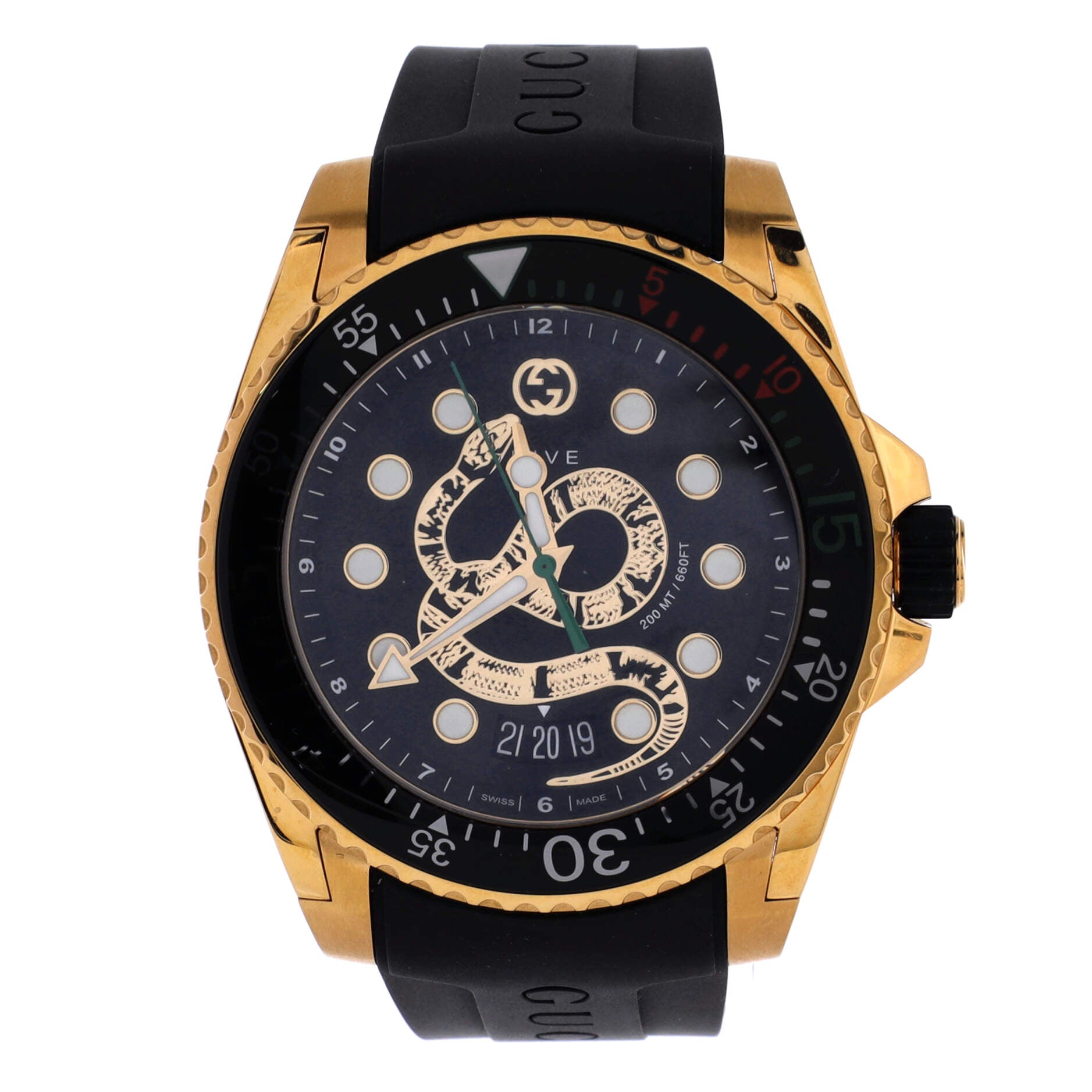 GUCCI 腕時計 ジャンク品 Gucci Snake Dive WA.GC.SZUJ.PDSR.45 Stainless steel and PVD Black