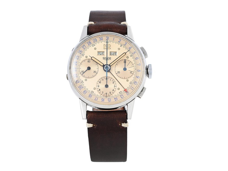 Heuer Triple Calendar Chronograph 2557 Yellow gold Champagne 1950