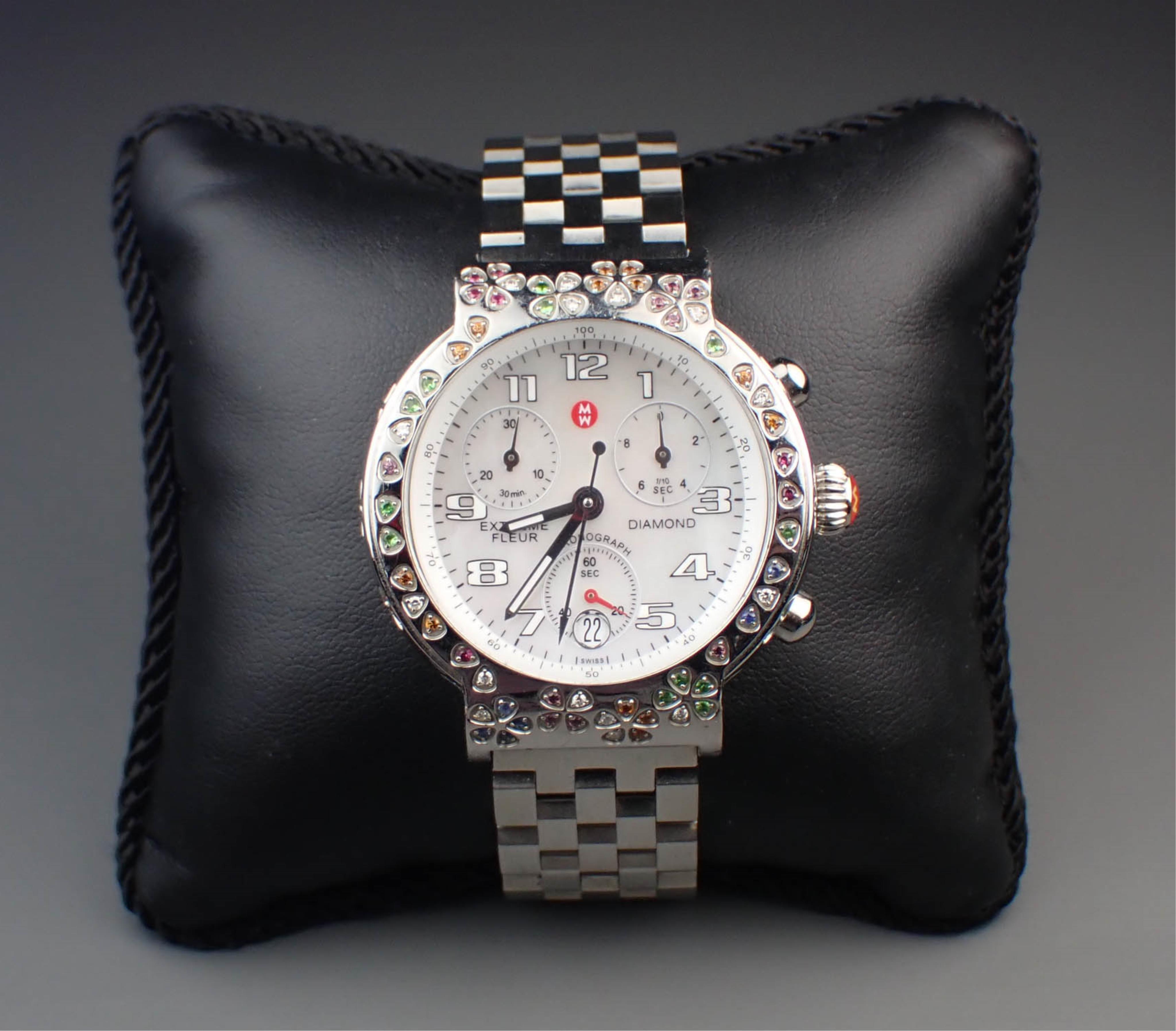 Michele Women\'s Stainless Steel Chronograph Sport Quartz Watch MW01A00 w/ Date Michele Sport Sail Diamond Mother of Pearl Steel Women main image 2
