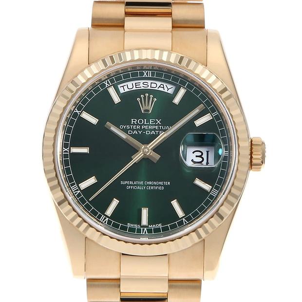 Rolex Day-Date 118238 Yellow gold Green Japan | Dealer | EveryWatch