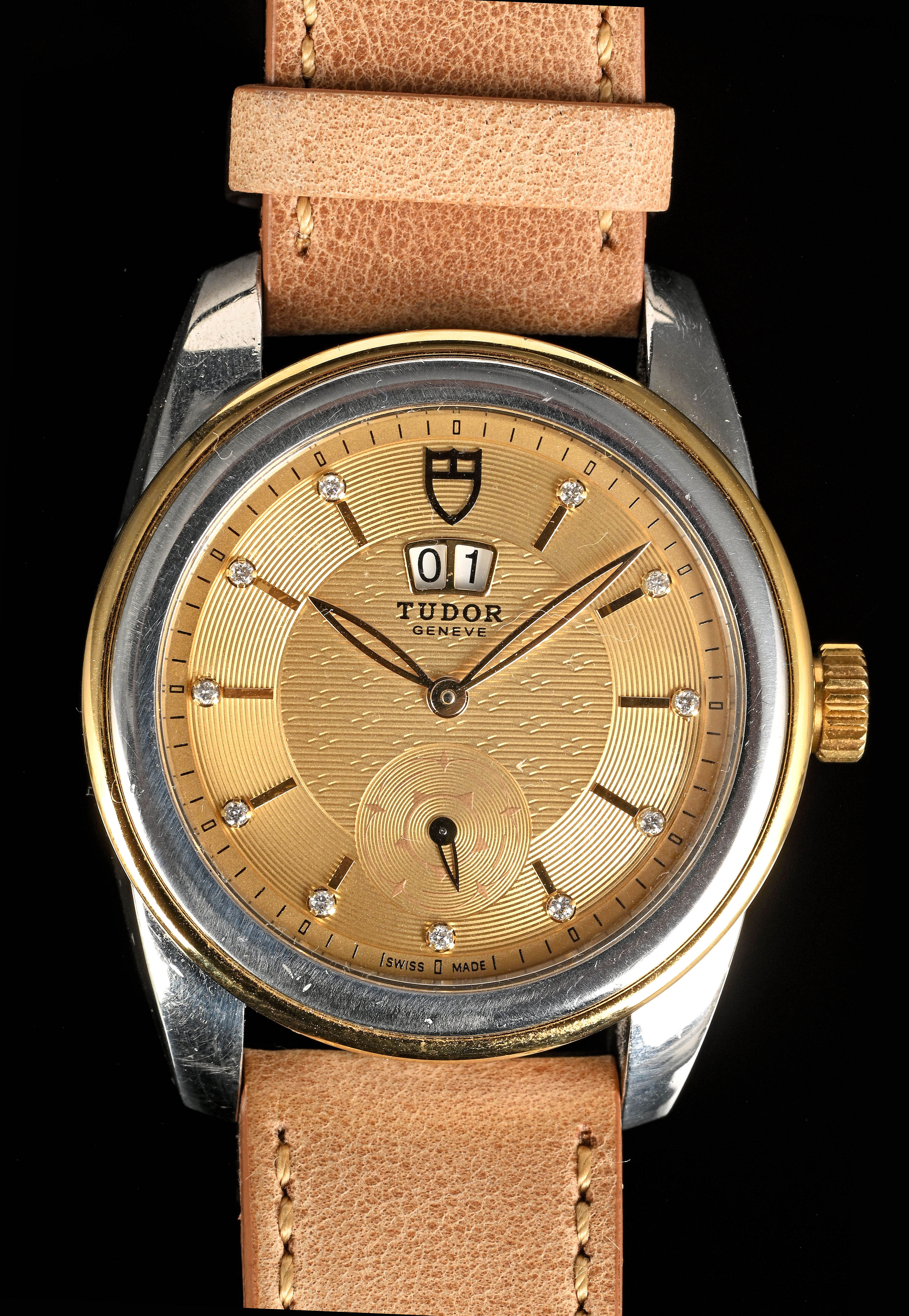 Tudor Glamour 55003-0007 Yellow gold and Stainless steel Black 