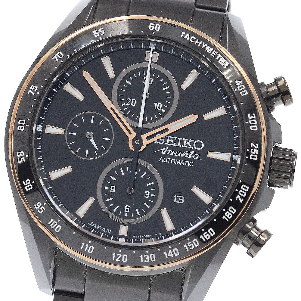 稼働 SEIKO Ananta 8R28-00F0 自動巻 クロノグラフ 付属有 Seiko Ananta 8R28-00C0 Stainless steel Black France | Dealer