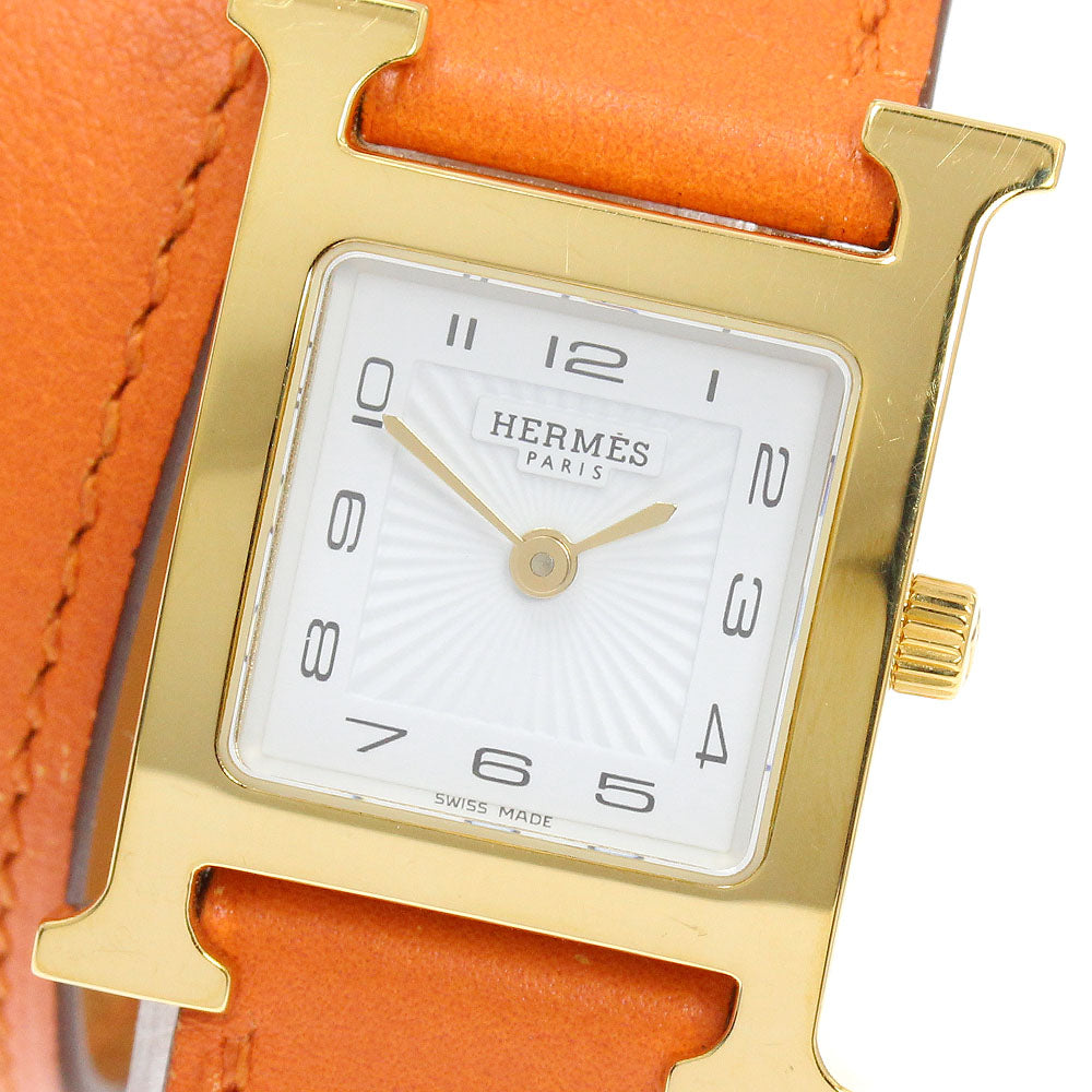 Hermès H-Hour HH1.201 Cream Dial Hermès Gold Plated Watch Hh1.201 Quartz 21mm-Mop dial-Full  main image 2