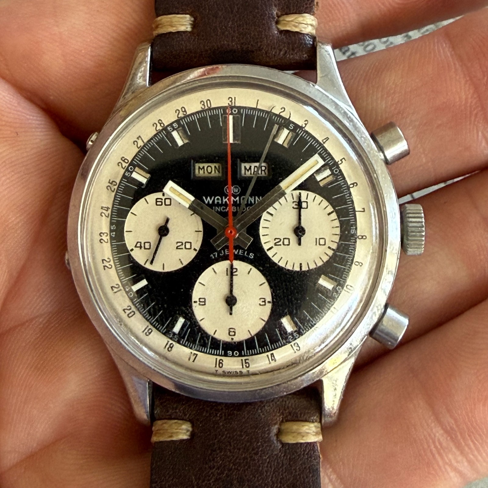 Wakmann Triple Date 73.1307.70 Stainless steel Black and White