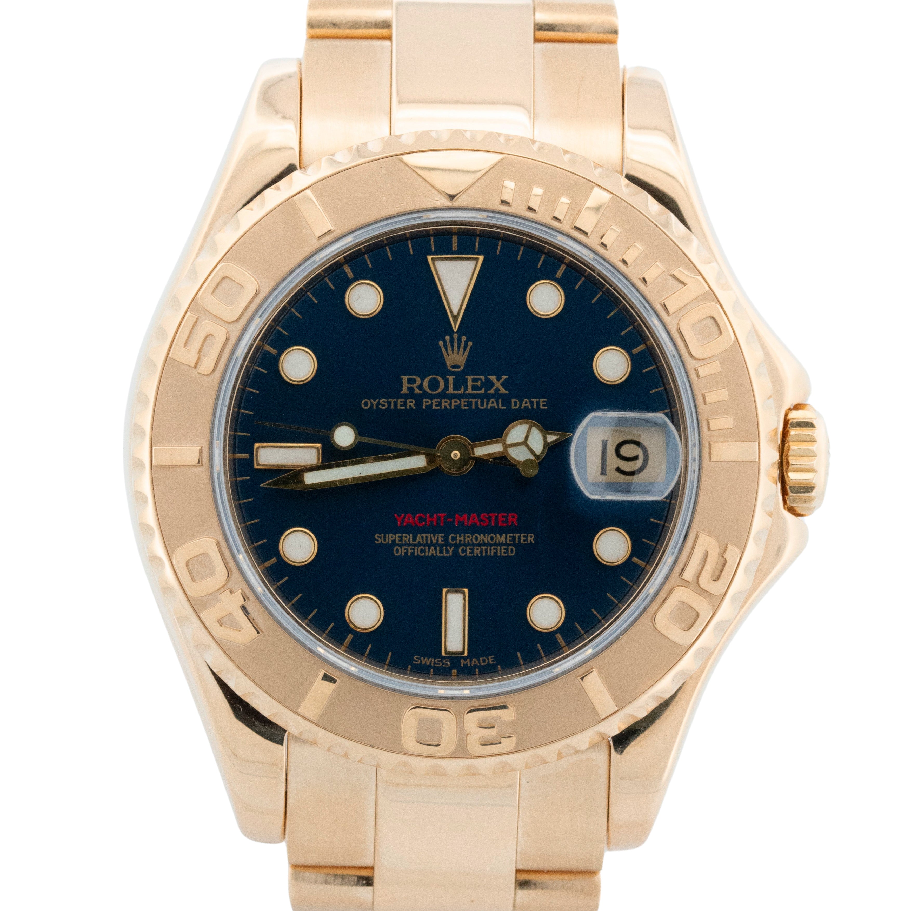 LIBeRté Playfulness Rolex Yacht-Master 68628 Yellow gold Blue 1995 | Dealer | EveryWatch