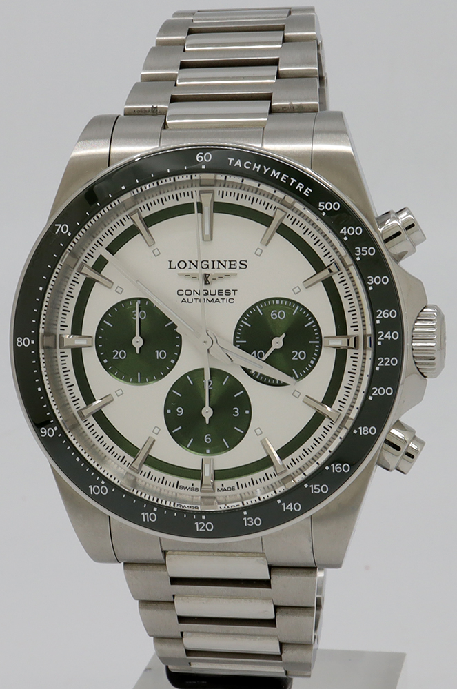 Longines Conquest L3.835.4.02.6 Stainless steel Green and Silver